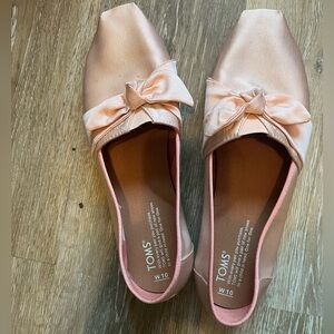 TOMS Blush Pink Grosgrain Classic Alpargata Bow Flats Women’s Size 10